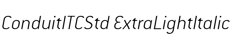 ConduitITCStd ExtraLightItalic font preview