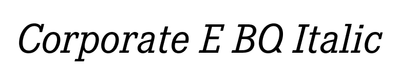 Corporate E BQ Italic font preview