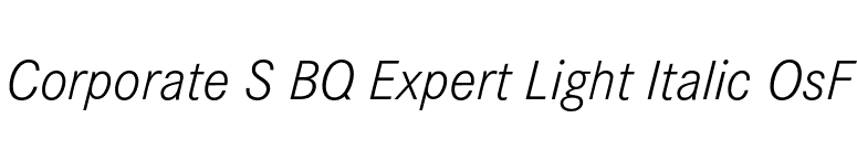 Corporate S BQ Expert Light Italic OsF font preview