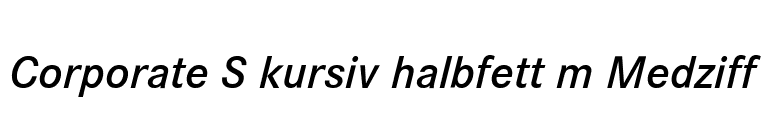 Corporate S kursiv halbfett m Medziff  font preview
