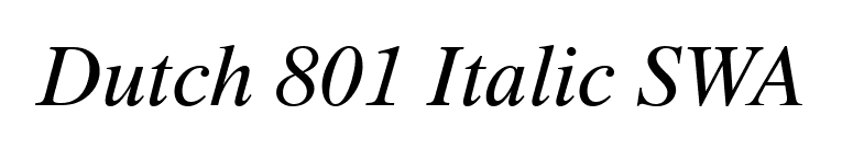 Dutch 801 Italic SWA font preview