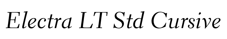 Electra LT Std Cursive font preview