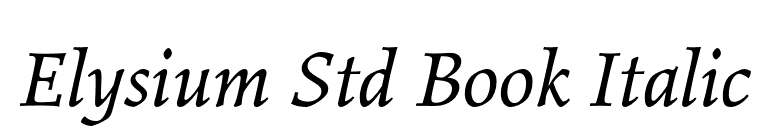 Elysium Std Book Italic font preview