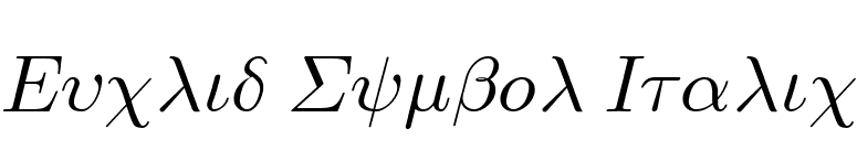 Euclid Symbol Italic font preview
