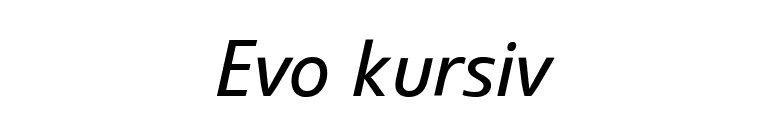 Evo kursiv  font preview
