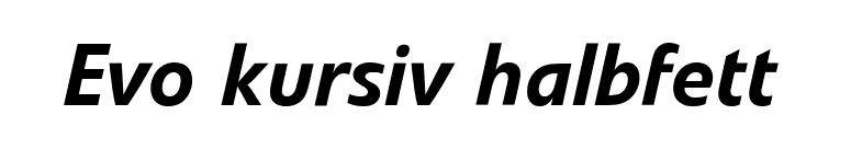 Evo kursiv halbfett  font preview