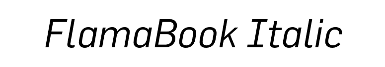 FlamaBook Italic font preview