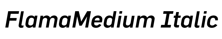 FlamaMedium Italic font preview