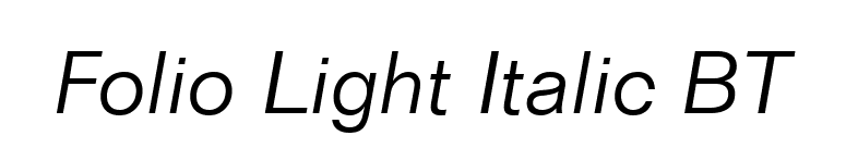 Folio Light Italic BT font preview