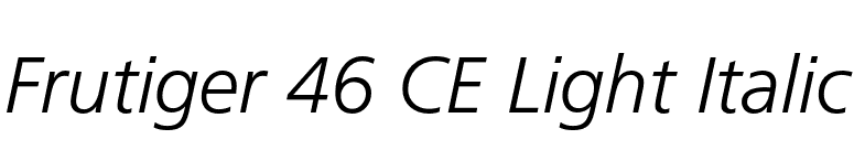 Frutiger 46 CE Light Italic font preview