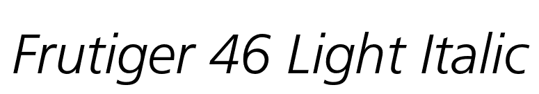 Frutiger 46 Light Italic font preview