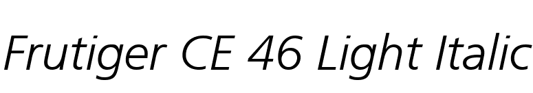Frutiger CE 46 Light Italic font preview