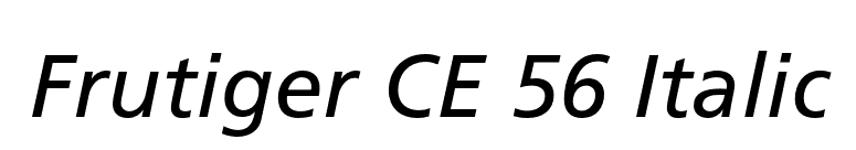 Frutiger CE 56 Italic font preview
