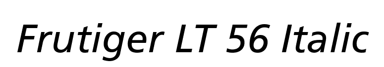 Frutiger LT 56 Italic font preview