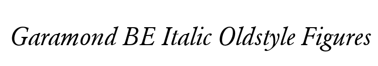 Garamond BE Italic Oldstyle Figures font preview