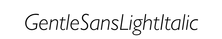 GentleSansLightItalic font preview