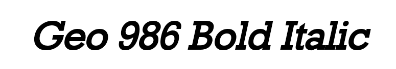 Geo 986 Bold Italic font preview