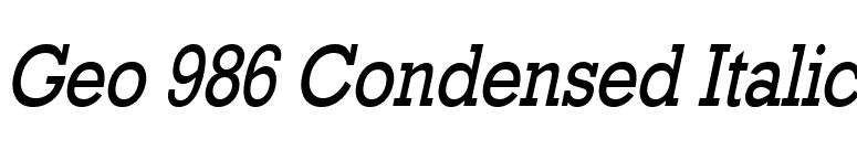 Geo 986 Condensed Italic font preview