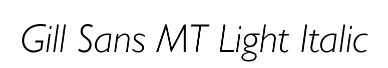Gill Sans MT Light Italic font preview