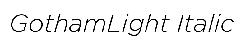 GothamLight Italic font preview