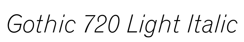 Gothic 720 Light Italic font preview