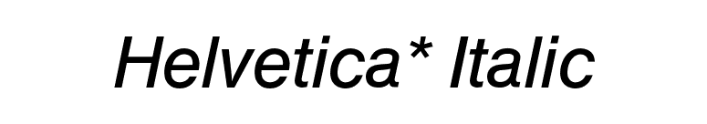 Helvetica* Italic font preview