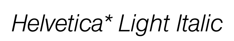 Helvetica* Light Italic font preview