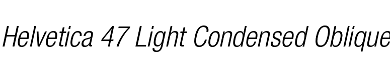 Helvetica 47 Light Condensed Oblique font preview
