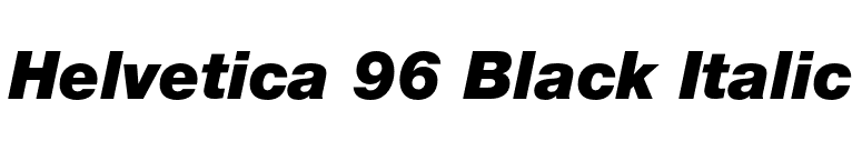 Helvetica 96 Black Italic font preview