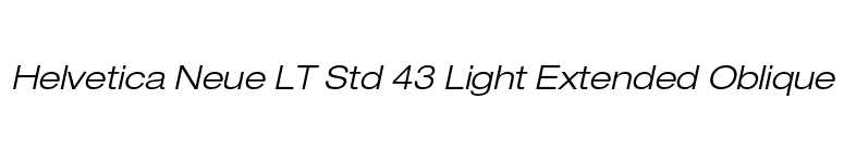 Helvetica Neue LT Std 43 Light Extended Oblique font preview