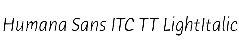 Humana Sans ITC TT LightItalic font preview