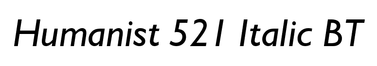Humanist 521 Italic BT font preview