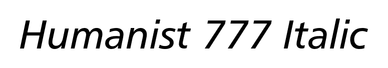 Humanist 777 Italic font preview