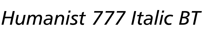 Humanist 777 Italic BT font preview