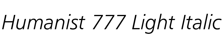Humanist 777 Light Italic font preview
