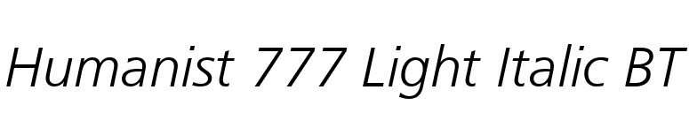 Humanist 777 Light Italic BT font preview