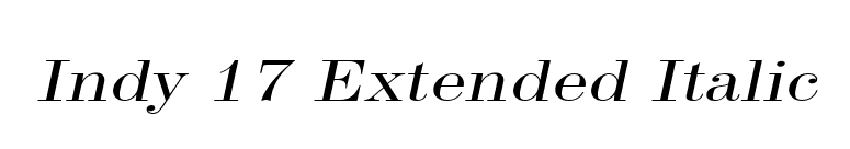 Indy 17 Extended Italic font preview