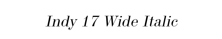 Indy 17 Wide Italic font preview