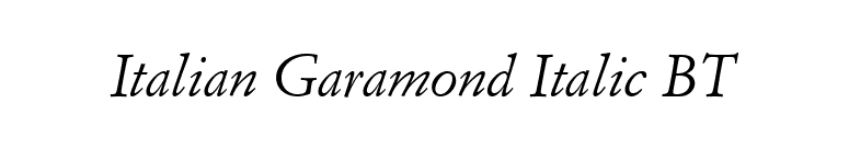 Italian Garamond Italic BT font preview