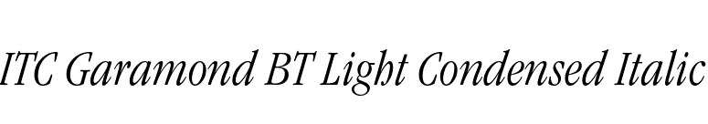 ITC Garamond BT Light Condensed Italic font preview