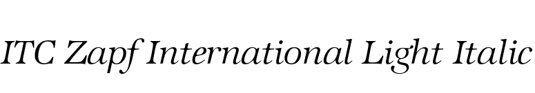 ITC Zapf International Light Italic font preview