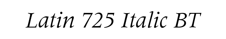 Latin 725 Italic BT font preview