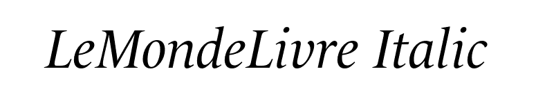 LeMondeLivre Italic font preview