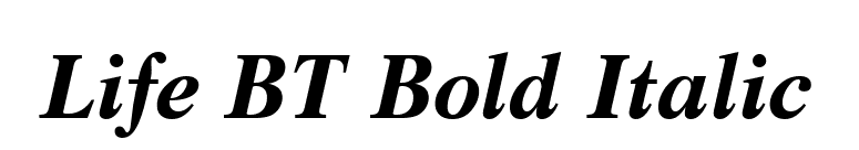Life BT Bold Italic font preview