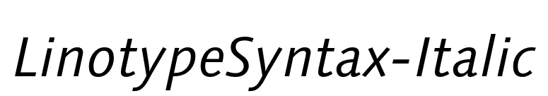 LinotypeSyntax-Italic font preview