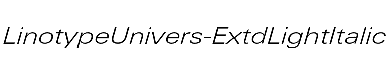 LinotypeUnivers-ExtdLightItalic font preview