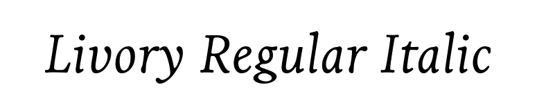 Livory Regular Italic font preview