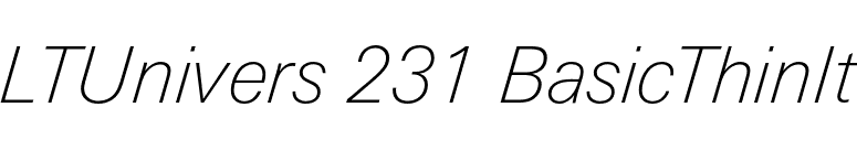 LTUnivers 231 BasicThinIt font preview