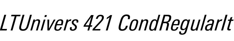 LTUnivers 421 CondRegularIt font preview