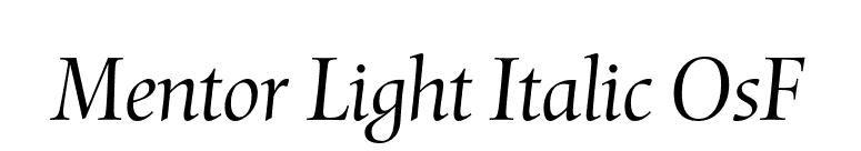 Mentor Light Italic OsF font preview
